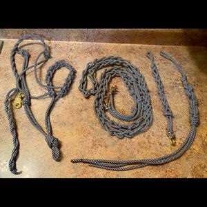 NEW BLACK AND WHITE ROPE HALTER SET